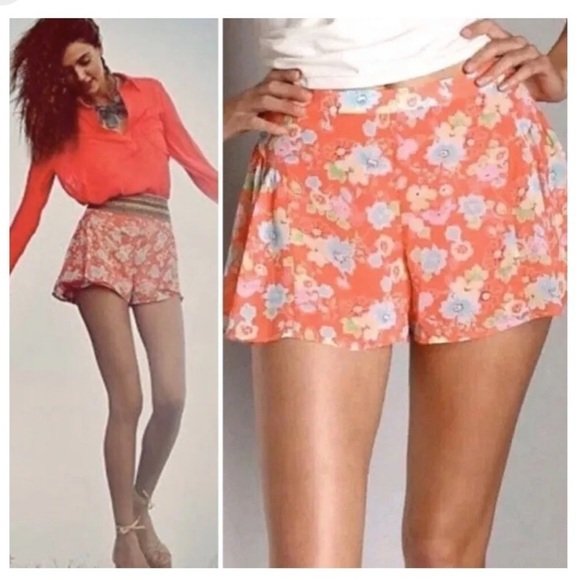Free People Floral Flowy Flirty Boho Shorts Pink Sz 4 - Picture 1 of 9